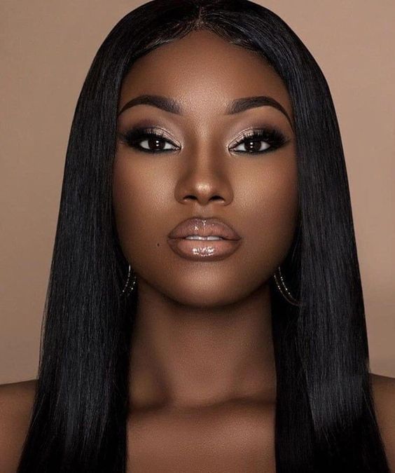 Natural beat with bronze eyes, lashes and a glossy nude lip